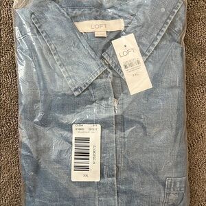 LOFT Blue Button-Up Shirt XXL